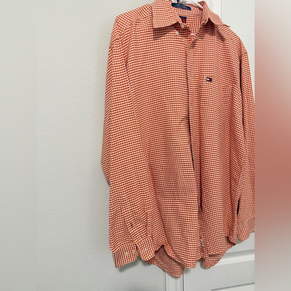 Tommy Hilfiger Orange Gingham Cotton Button-Down Shirt - Men - Picture 5 of 8